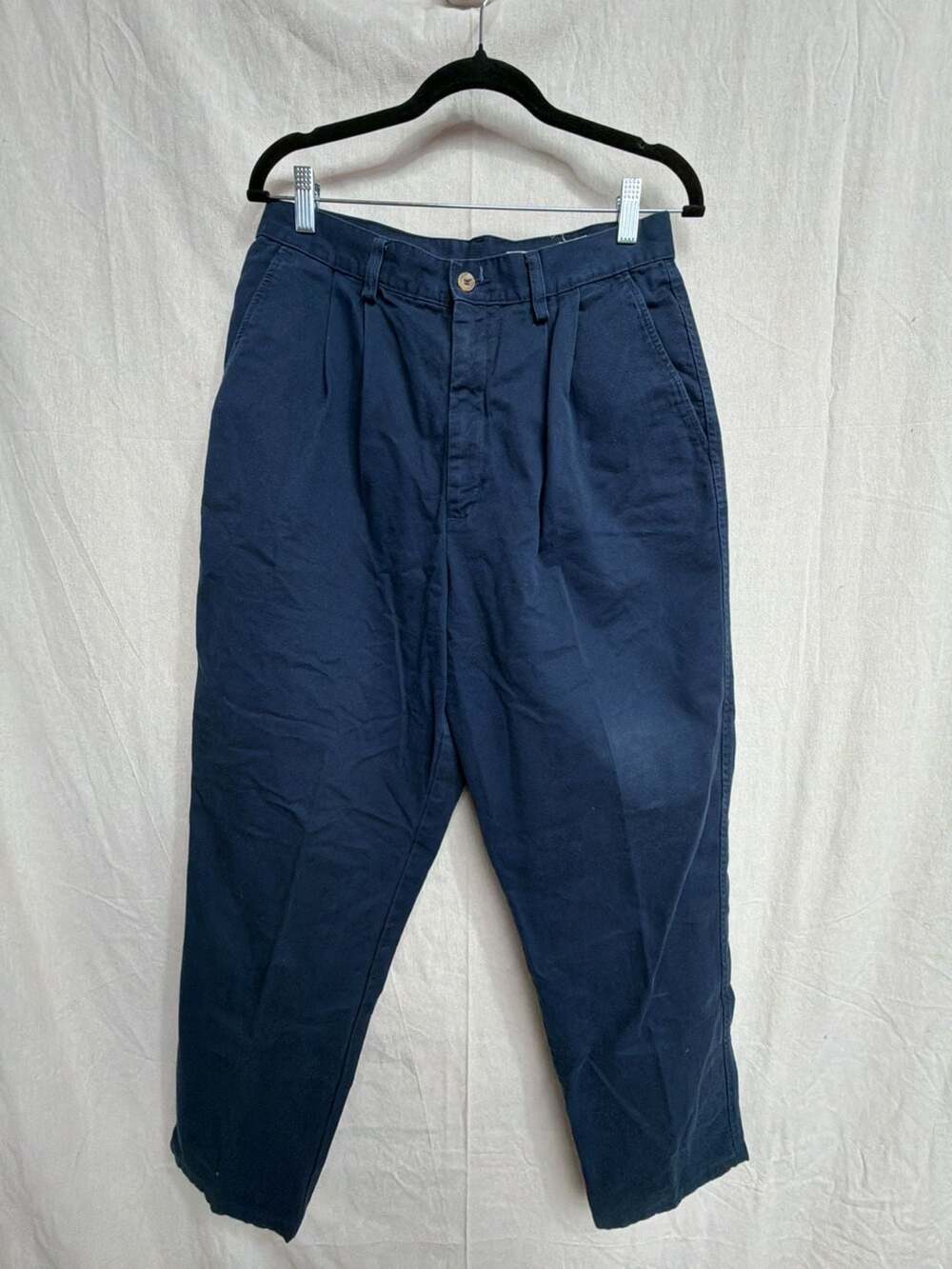 Eddie Bauer Pleated Chino Pants Size 14 Petite Navy Cotton